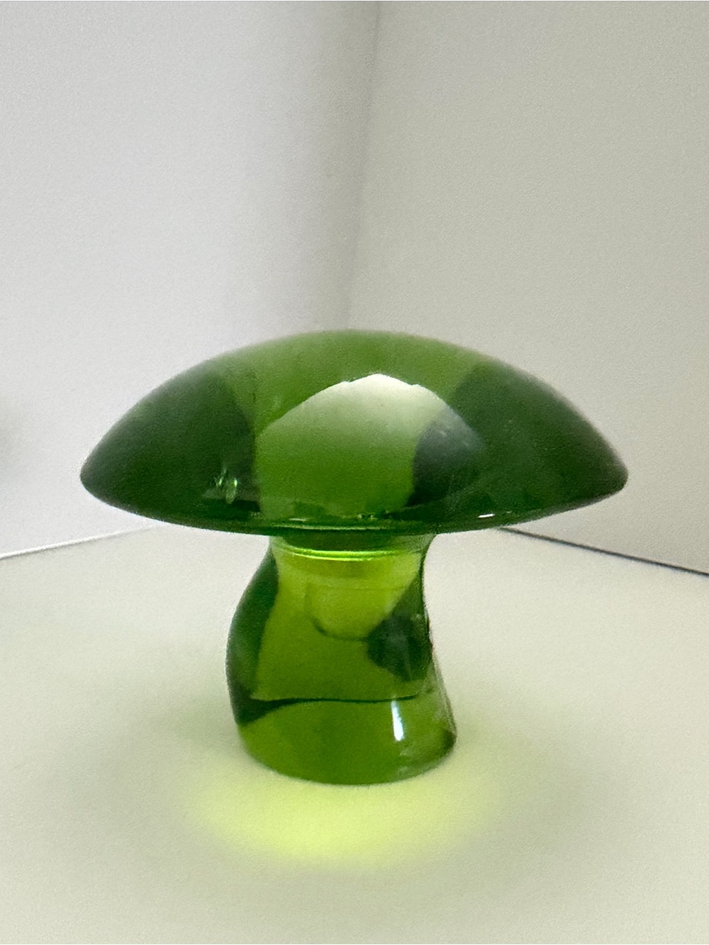 Viking Vintage Handblown Solid Glass Avocado Green Mushroom